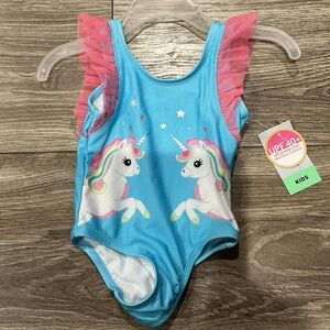 NWT Girl Unicorn Kids Swim One Piece - Blue and Pink
